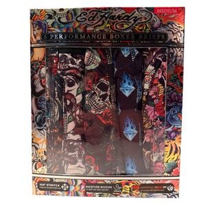 Ed Hardy NEW 5 Pack Performance Boxer Briefs Skulls Dragon MED 32-34" Waist